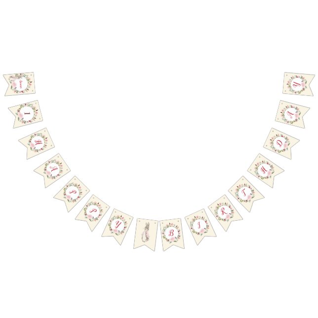 Bandeirinha Pink clássico Peter o Rabbit Floral Birthday (Todos)