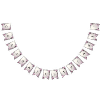 Bandeirinha Pink Floral Frame Bunting Flag