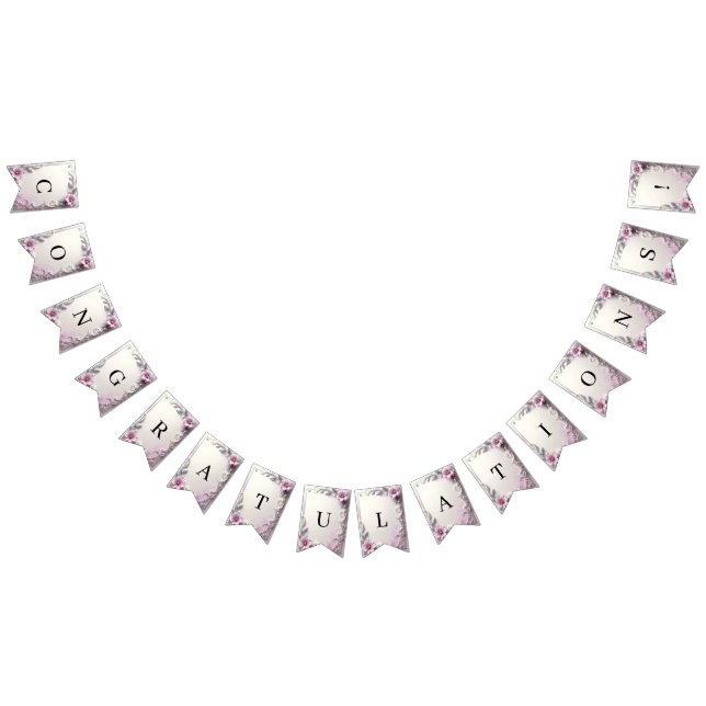 Bandeirinha Pink Floral Frame Bunting Flag (Todos)