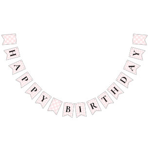 Bandeirinha Pink Gingham Happy Birthday - Banner