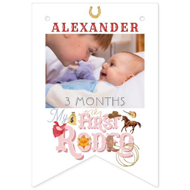 Bandeirinha PINK Primeiro Rodeo Baby Girl primeiro aniversario (Quinta Bandeira)