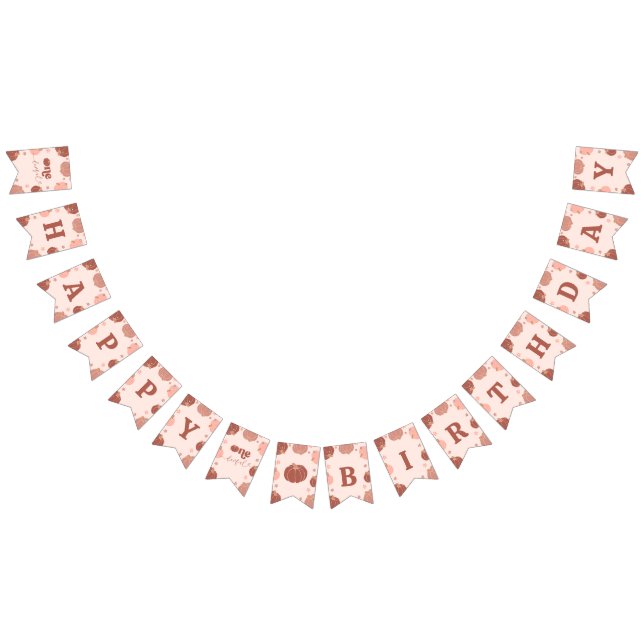 Bandeirinha Pink Retro Pumpkin Birthday Bunting Banner (Todos)