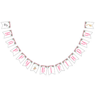 Bandeirinha Pink Safari Animal Birday