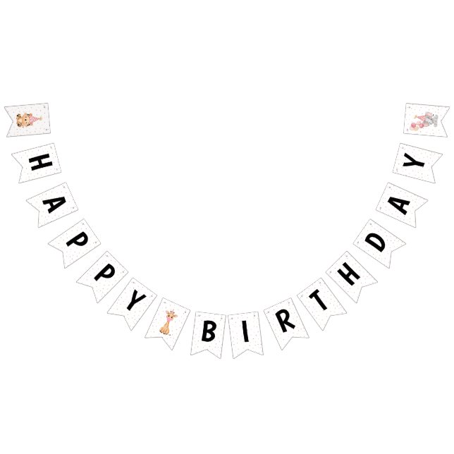 Bandeirinha "Pink Safari Jungle Birthday (Todos)