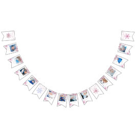 Bandeirinha pink Winter Wonderland photo bunting banner