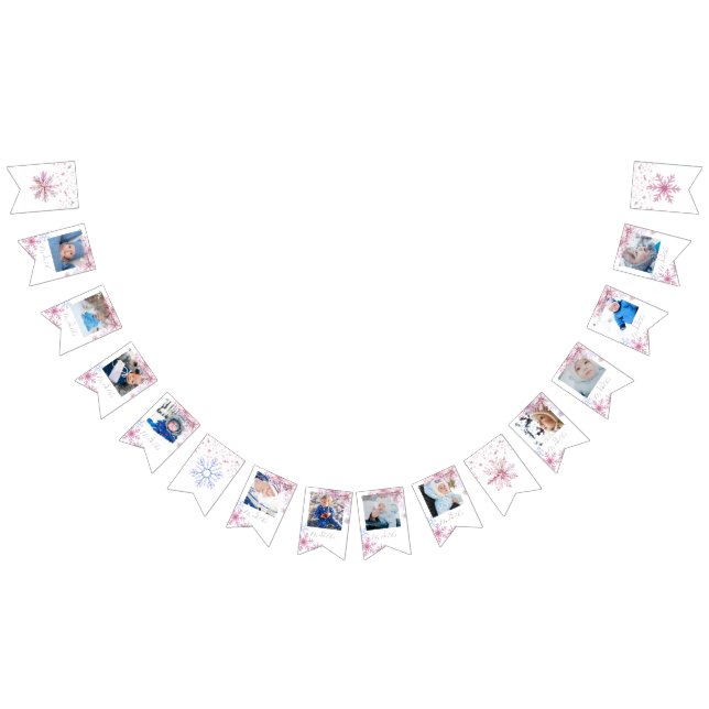 Bandeirinha pink Winter Wonderland photo bunting banner (Todos)