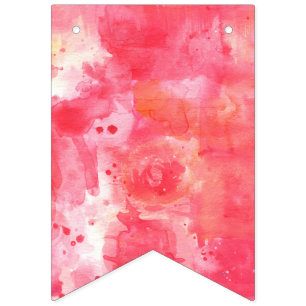 Bandeirinha Pintado com Abstrato de Aquarela Rosa Confetti