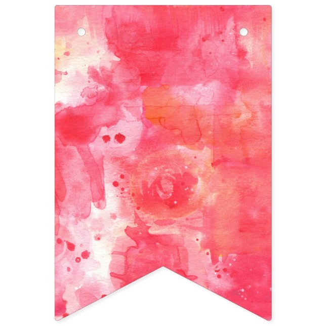 Bandeirinha Pintado com Abstrato de Aquarela Rosa Confetti (Primeira Bandeira)