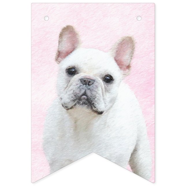 Bandeirinha Pintura de Bulldog Francês (Creme/Branco) - Arte C (Primeira Bandeira)