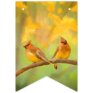 Bandeirinha Pintura De Cedar Waxwing - Arte De Cachorro Origin