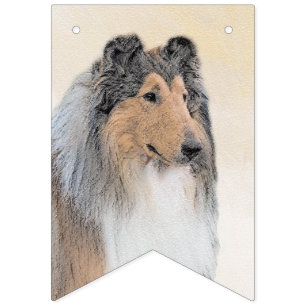 Bandeirinha Pintura de Collie (Rough) - Arte Cão Original Bon