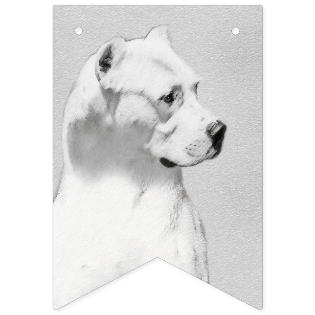 Bandeirinha Pintura de Dogo Argentino - Arte de Cachorro Origi (Primeira Bandeira)