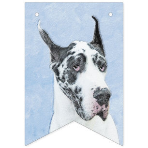 Bandeirinha Pintura de Great Dane (Harlequin) - Arte de Cão O