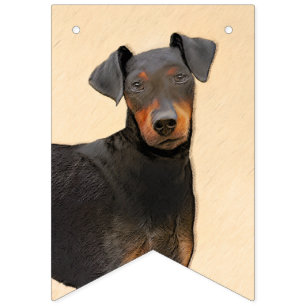 Bandeirinha Pintura de Manchester Terrier Arte Animal Original