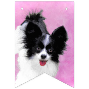 Bandeirinha Pintura de Papillon (Branco e Preto) - Arte Canina