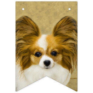 Bandeirinha Pintura de Papillon (Hound Tri) - Arte de Cão Orig