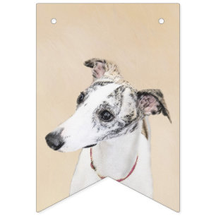 Bandeirinha Pintura de Whippet - arte original bonito do cão