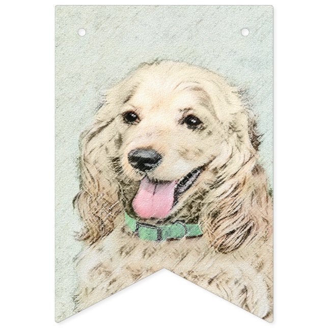 Bandeirinha Pintura do Cocker Spaniel Buff - Arte Original par (Primeira Bandeira)