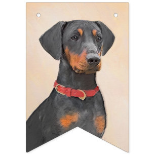 Bandeirinha Pintura do Pinscher Alemão Arte Animal Original