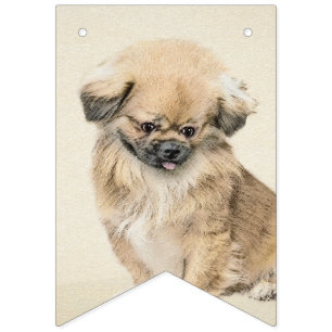Bandeirinha Pintura em Pekingese - Arte Cachorra Original