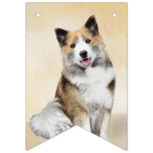 Bandeirinha Pintura Islandesa Do Cão - Arte Original Do Cão