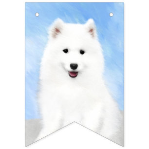 Bandeirinha Pintura Samoyed Puppy - Arte Cachorra Original
