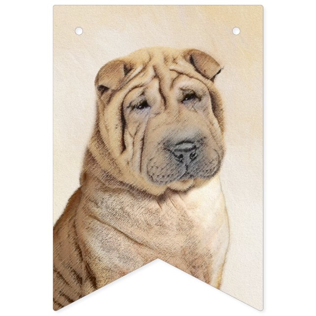 Bandeirinha Pintura Shar Pei - Arte Cachorra Original (Primeira Bandeira)