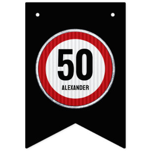 Bandeirinha Placa de limite de velocidade de 50 anos - QUALQUE