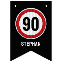 Bandeirinha Placa de Limite de Velocidade de Aniversário de 90