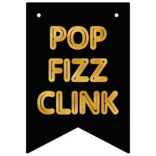 Bandeirinha Pop Fizz Clink Moderna Tipografia de Ano Novo