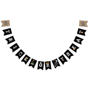 Bandeirinha Preto, branco e laranja, ilustrado como Bunting Ha