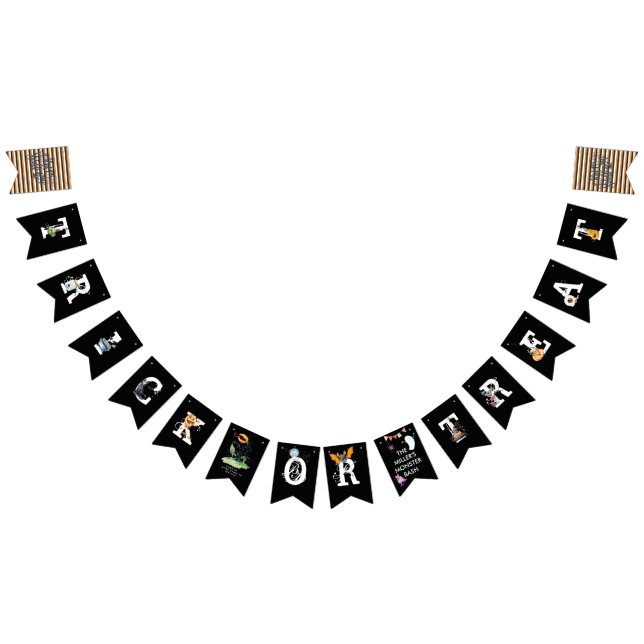 Bandeirinha Preto, branco e laranja Ilustrado, Couro de Hallow (Todos)