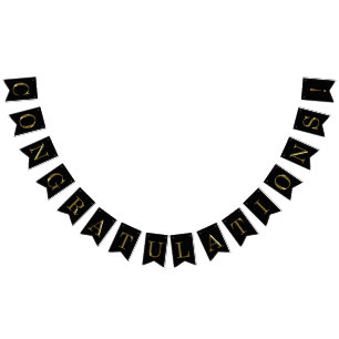Bandeirinha Preto Dourado dos parabéns do metal do falso