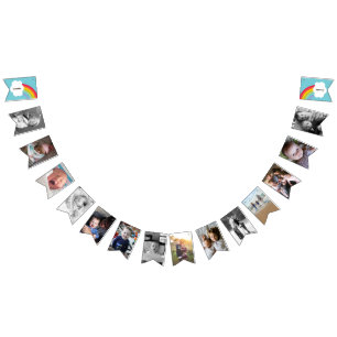 Bandeirinha primeiro aniversario Azul Rainbow Baby Photo