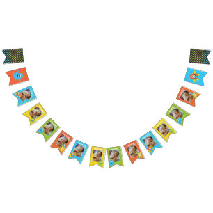 Bandeirinha Primeiro aniversario de monstro do pequeno banner 