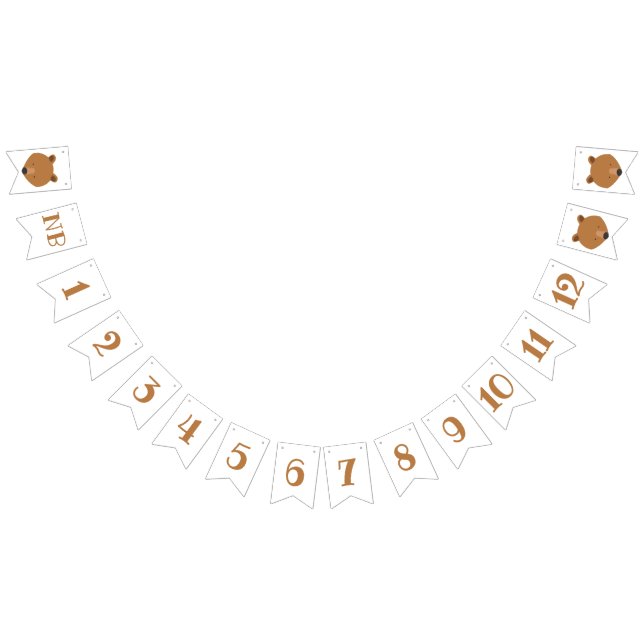 Bandeirinha Primeiro Aniversário do Bear Meses (Todos)