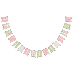 Bandeirinha primeiro aniversario Russo Sage Madeira Verde e Ro