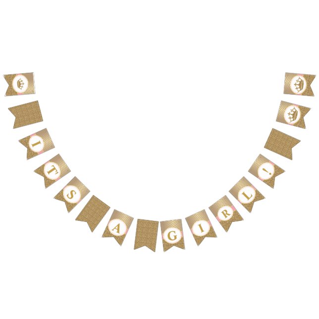 Bandeirinha Princesa Dourada Rosa É um Chá de fraldas (Todos)