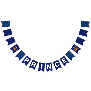 Bandeirinha Príncipe real Coroa & chá de fraldas dos azuis
