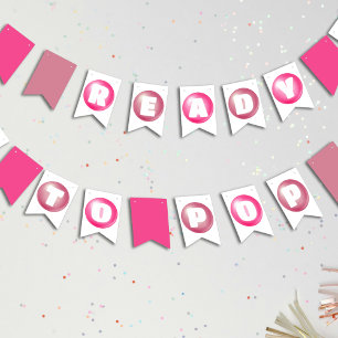 Bandeirinha Pronto para Pop Bubblegum Chá de fraldas Rosa