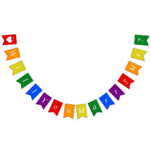 Bandeirinha Proposta personalizada LGBTQ Você me Casado Arco-Í