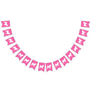 Bandeirinha Pug Dog Chá de fraldas Pink Puppy Girl