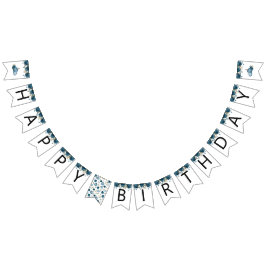 Bandeirinha Pumpkin Blue Floral Happy Birthday