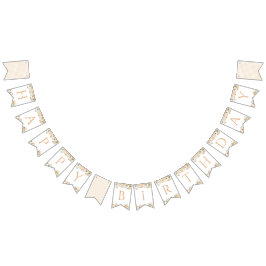 Bandeirinha Pumpkin Floral Happy Birthday Banner