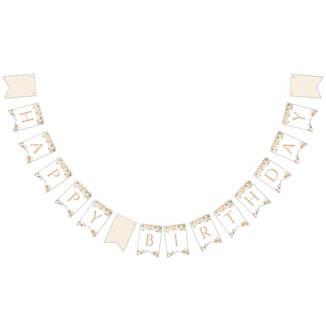 Bandeirinha Pumpkin Floral Happy Birthday Banner (Todos)