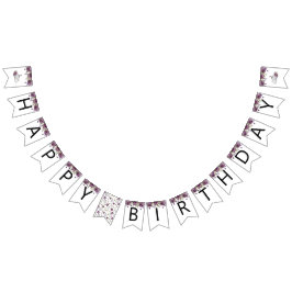 Bandeirinha Pumpkin Purple Floral Happy Birthday