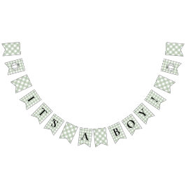 Bandeirinha Pumpkin Sage Green Gingham É um Chá de fraldas