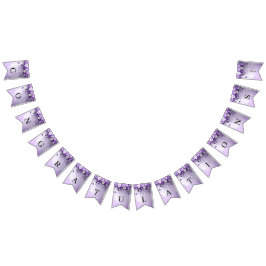 Bandeirinha Purple Flowers with Dangling Pearls Bunting Flag