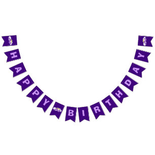 Bandeirinha Purple Happy Birthday - Partido Arco-Íris