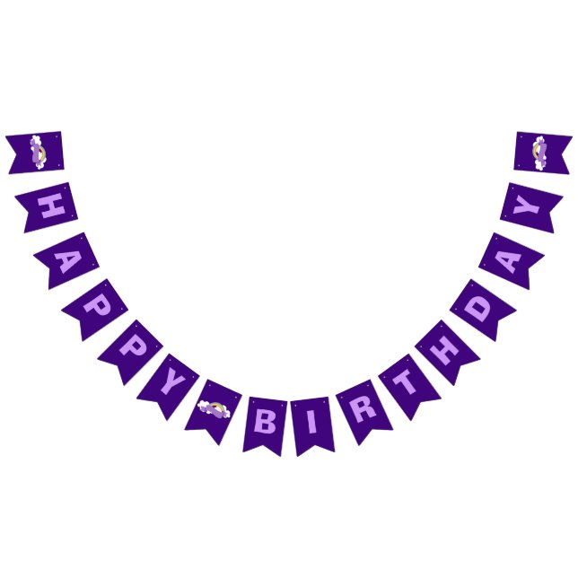 Bandeirinha Purple Happy Birthday - Partido Arco-Íris (Todos)